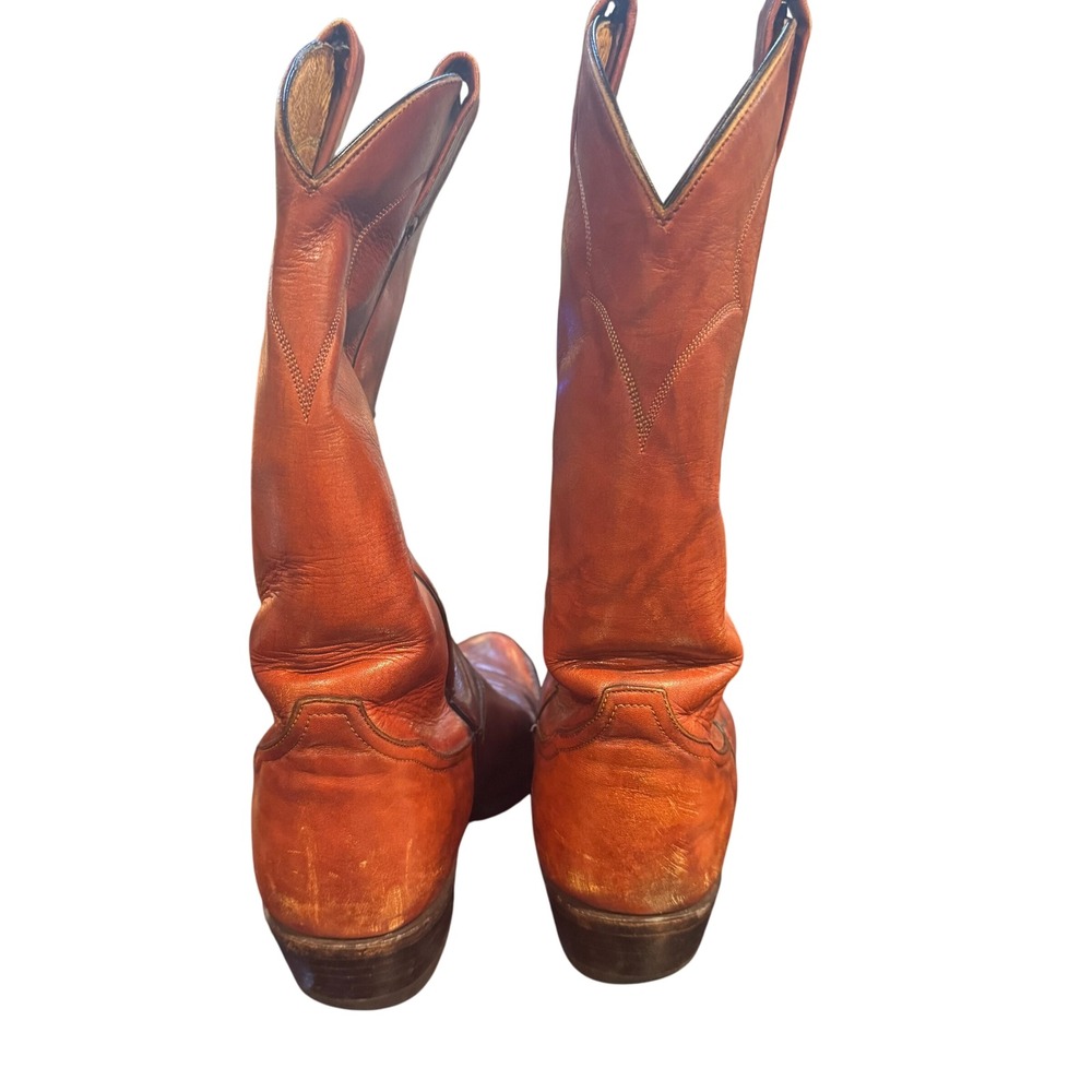 Tony Lama Leather Western Cowboy Boots Mens Brown Pull On 8.5 F USA 90s VTG - Picture 7 of 10